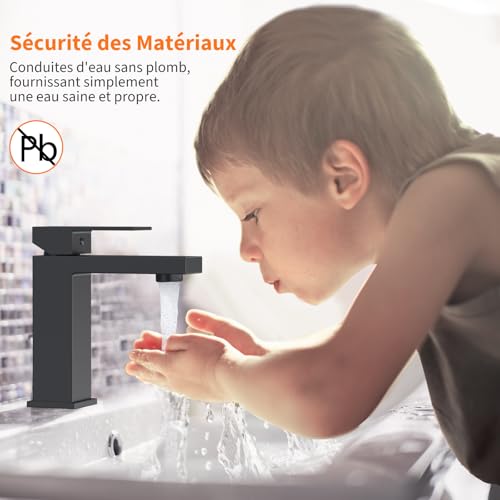 Robinet de lavabo noir mat BuntHaus pour salle de bain moderne