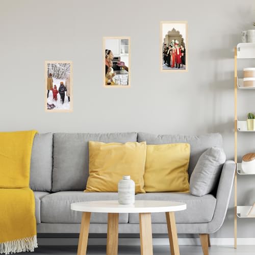 Image of JCJMY 6x12 Picture Frame Natural for Wall Hanging, Wall Mounting Horizontally or Vertically, 6 x 12 Wall Gallery Poster Photo Frame with Shatter Resistant Plexiglass, Natural
