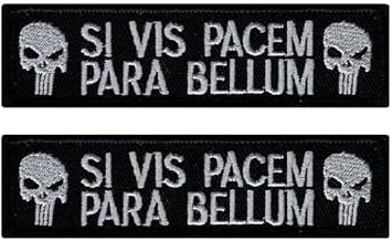 Si Vis Pacem para Bellum Hook Fastener Patch 3.75 X 1.0 - PRB1 2 Piece for Vest, Jackets, Pack Backs, Hats, Tactical Gears