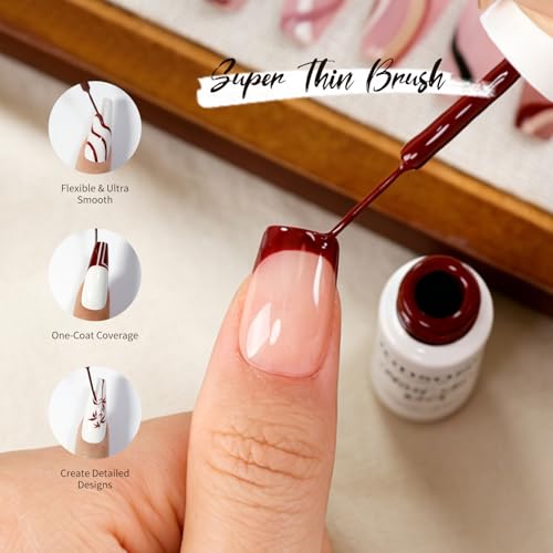 Image of JODSONE 10 Colors Mocha Nail Art Gel Liner Set,5ml Nude Brown Gel Polish with Built-in Thin Brush,Fine Line Nail Art Pen Effect for Nails Design DIY Salon,Fall Brown Tones
