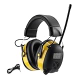 ARM NEXT Upgraded 5.4 Bluetooth Hearing Protection AM FM Radio Headphones, Noise Reduction Safety Earmuffs with Digital Display, 33dB SNR Ear Protector for Mowing,Landscaping,Construction (A-YB)