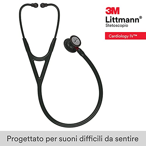 Image of 3M Littmann Cardiology IV Diagnostic Stethoscope, 6200, More Than 2X as Loud, Weighs Less, Stainless Steel Black-Finish Chestpiece, 27 inch Black Tube, Red Stem, and Headset (Pack of 3)