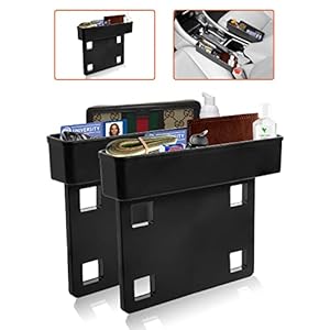 Trobo Lot de 2 organiseurs Multifonctions pour Console Centrale de Voiture – pour l’argent, Les téléphones Portables, Les pièces de Monnaie et Les clés – Siège Avant Gap Filler, Noir