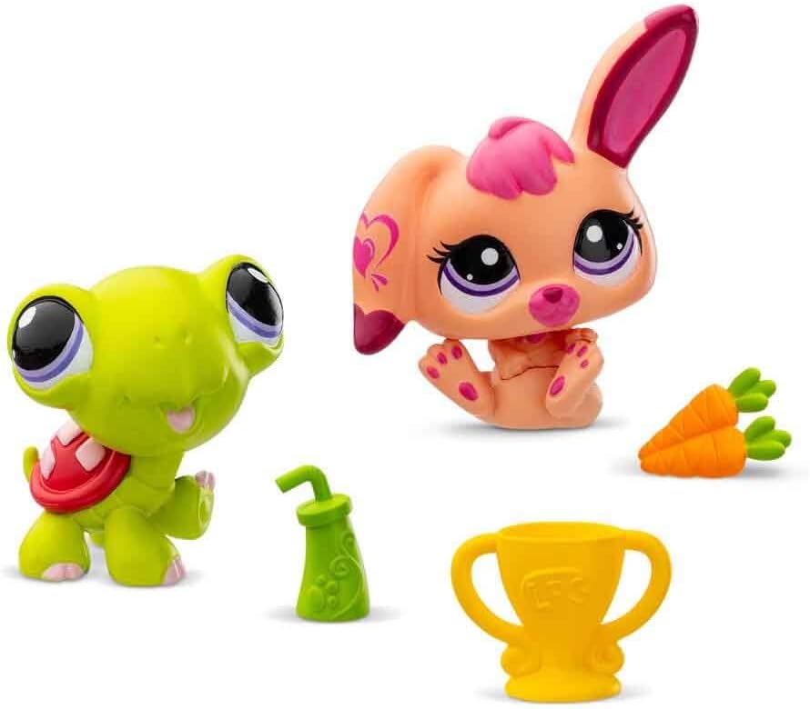 Littlest Pet Shop Minis Set of 2 Figurines S2-94 & 95 Tortoise and Rabbit