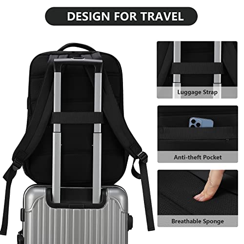 MAXTOP-Carry-On-Backpack-Business-Laptop-Backpacks-with-USB-Charging-Port-Large-Travel-Backpack-for-Women-Men-Outdoor-Rucksack-Casual-Daypack-for-Weekender-Business-Hiking-Black