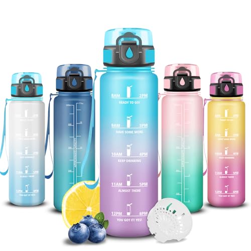 Grsta Borraccia- 500ml- Borracce Bambini, Boraccia Motivazionale, Boraccia Senza Perdite, Facile da Trasportare, Bottiglia Graduata, Facile da Pulire, Bottiglia per Fitness, Scuola, Bambina