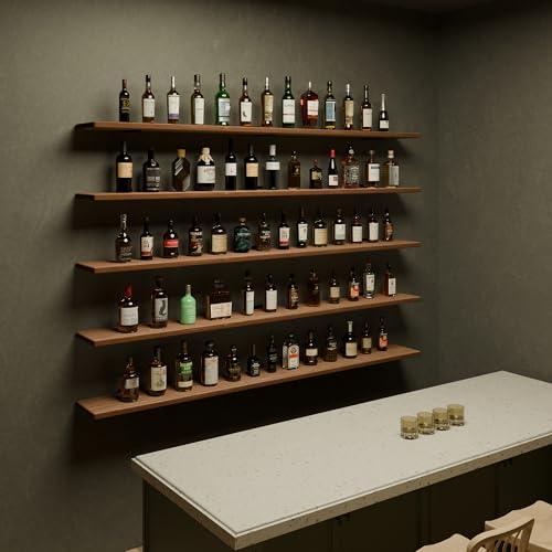 Image of 5 Tier Book Shelf,Long Floating Shelf for Wall 72 inch,Farmhouse Bookcase Long Wall Shelves,Wall Mounted Bookshelf Display Shelves