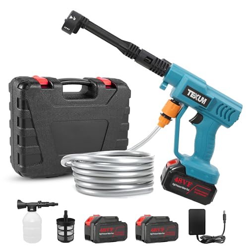 Image of TEXUM Battery Pressure Washer,Portable Power Cleaner with 60 Bar Pressure and 48V Battery Pressure Washer with Nozzle, Ideal for Cars,Home, Garden