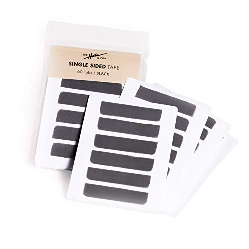 The Hair Shop Single Sided Tape-in Extension Tape Professional Strong No Residue Bonding Single-Sided Replacement Tape for 100% Remy Human Hair Extensions, 60 Tabs (4 cm x 0.9 cm) (Black)