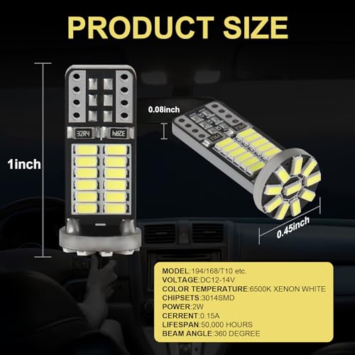 Ifunyled IFUNYLED-T10-WHITE 10 Pieces 194 Led Bulb Super Bright 6500K T10 168 2825 W5W 34-Smd 3014 Chipsets Replacement Bulbs For Car Trunk Interior Dome Map Door Dash Courtesy License Plate Lights thumb #1