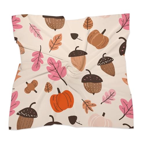 25" Square Head Scarf Pumpkins And Acorns Lightweight Silk Scarf for Women Boho Neckerchief Soft Satin Bandanas Fashion Neck Scarves Silk Headwear for Bag Hair Scarves Gift3