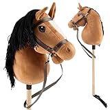 Bieco Hobby Horse Steckenpferd Fuchs - Größe S, mit Trense | Abnehmbarer Stock & Schweif, für Springreiten, Dressur & Spielen | Hobby Horse Pferde