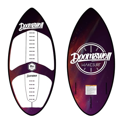 Doomswell Helio Youth Wakesurf Board – 3'8' Compression-Molded Small Kids Surfboard with 3 Fin Options – Beginner Wake Surf Board for Kids, Youth, & Small Riders, Supports up to 150 lbs (Space)