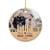 Décoration de Noël New York City en céramique, décoration personnalisée en céramique 2025, cadre photo souvenir de New York, monuments de New York y compris cadeau pour les amateurs de New York