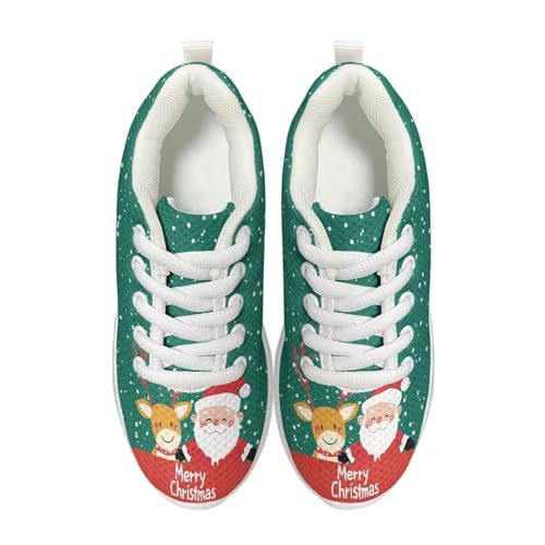 Children's Christmas Sneaker Soft Lace-Up Breathable Mesh Anti-Skid Hiking Shoes for Big Kids Athletic Lightweight Walking Sneaker for Litter Kids US 11.5-3