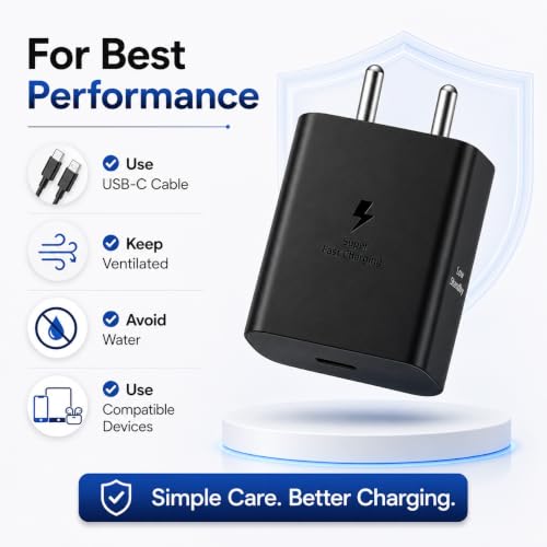 Image of ZYBUX 45W PD Type-C Super Fast Charging Adapter Compatible with Samsung Galaxy S26+|S26 Ultra|S25+|S25|S24 Ultra|S24 FE|S23 |Z Fold7|Z Flip7|Z Fold6|Zflip6| Series Wall Adapter | Black