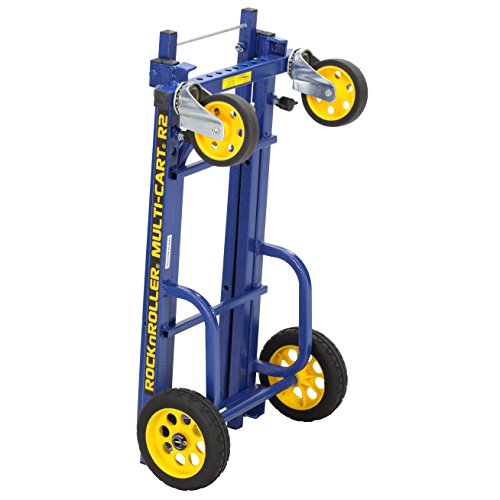 Rock-N-Roller R2RT-BL (Micro) 8-in-1 Folding Multi-Cart/Hand Truck/Dolly/Platform Cart/26" to 39" Telescoping Frame/350 lbs. Load Capacity, Blue