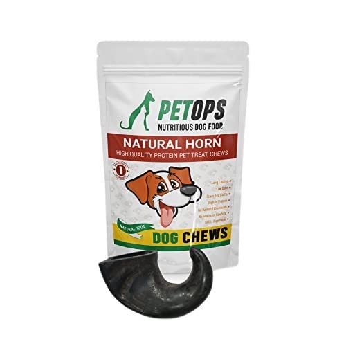 PETOPS Buffalo Horn Dog Chew 4 Pack Large 8" Cape Buffalo Horn for Medium to