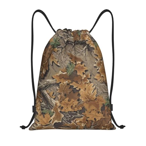 Tree Leaves Camo Drawstring Bags Backpack Bag 14x16.9 IN