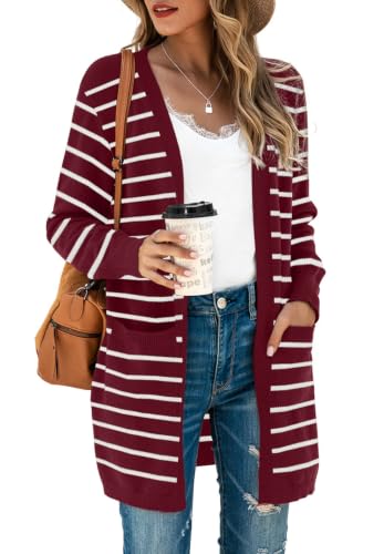 Image of TASAMO Cardigan Sweaters for Women Long Sleeve Open Front Casual Knit Fall Coat Oversized Soft Outwear with Pockets