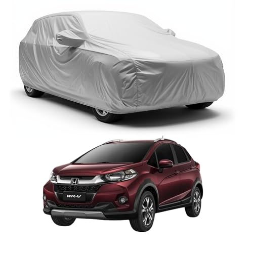 Image of Car Body Cover Compatible with Honda WRV | Waterproof Heavy Duty Car Body Cover + Sun Protection + Triple Stitched + Mirror Pocket (Silver)