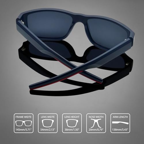 Image of Joopin Rectangle Sports Sunglasses Polarized UV Protection Shades for Men | Wrap Around Sun Glasses, Trendy Plastic Frame, TAC Lens, Safety, Driving, Running, Fishing, Cycling, Hiking