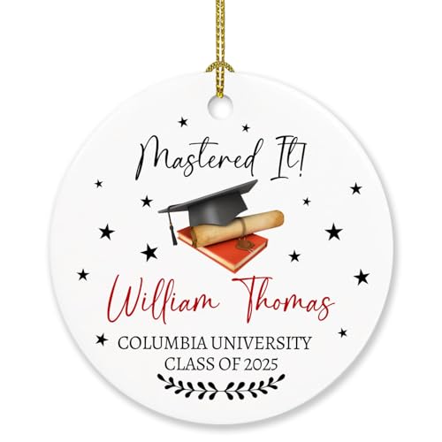 Mastered It Graduation Cap Ornament, Personalized Masters Degree Graduation Ornament Gift for Christmas 2023, Congrats MBA Masters Degree Ornament, Customized Name Class School Year Ornament Gifts