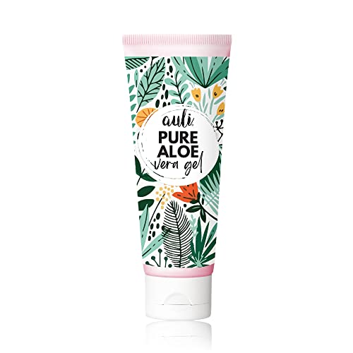 Auli Pure Aloe Vera Shine Gel for All Skin Types | For Face and Body | Reduces Acne and Dryness, Protects Skin From Sun | For Bright, Clear, Even Skin – 100GM