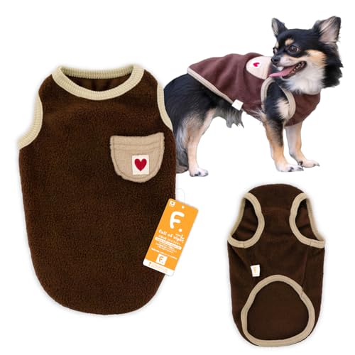 ダックス あったか ふわもこ ポケット付き バイカラー フリース タンク ダックス 抜け毛対策 タンクトップ 犬の服 フルオブビガー 10/ブラウン DML