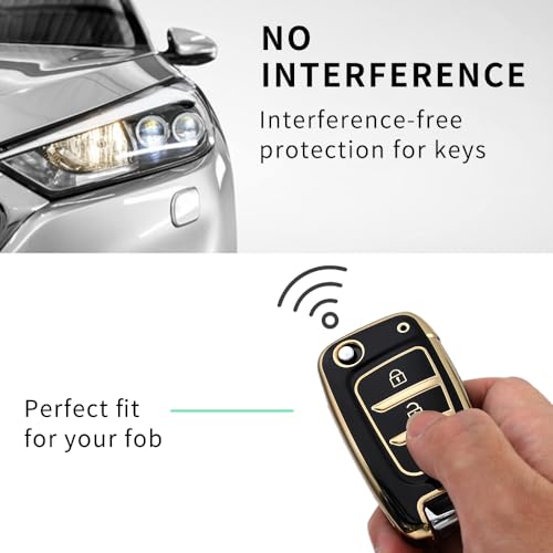 Image of keyzone TPU key cover combo compatible for Hyundai i20, Kona, Verna 3 button flip key (Gold TPU + Marble TPU)
