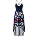 Zldhxyf V Floral Sleeveless Casual Patchwork Collo Asimmetrico Donna Maxi Abiti da Donna Abito da Donna Abito Maniche Lunghe Chiffon