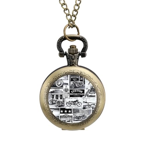Vintage Motorcycles Vintage Pocket Watch with Chain Numerals Scale Christmas Graduation Birthday Gifts Valentine's Day Coppery-Style