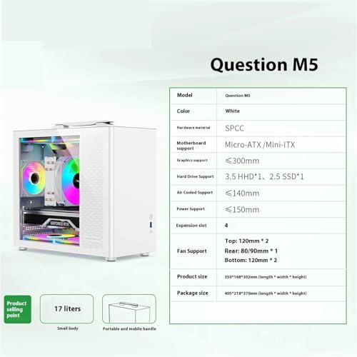 Gabinete portátil para computadora EWAIDI M5 M-ATX, compatible con Motherboards ITX, ATX, con fuente ATX/SFX, soporte USB 3.0, chasis mini escritorio negro miniatura 4