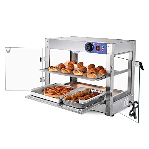 AMPERSAND SHOPS Commercial Food Warmer Pizza Pretzel Empanada Storage Display Cabinet (2-Tier)