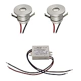 IP44 Spritzwassergeschützt VBLED® LED Aluminium Mini Einbaustrahler IP44 wassergeschützt - 1W 350mA 80lm warmweiß (3000 K) (2er-Set)