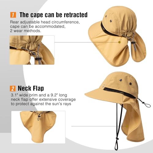 Image of TOP-EX Oversized UPF50+ Sun Hat for Big Heads with Neck Flap & Wide Brim | Waterproof Neck flap &wide brim provide extra sun coverage,while lightweight design keeps big heads comfortable cool all day