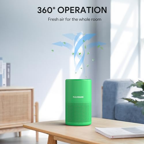 Image of FULMINARE Air Purifiers for Home Bedroom H13 HEPA Air Filter | 360 Intake for Pet Hair, Smoke, Odors , 3 Speeds, Timer, 24dB, Small Mini Air Purifier with Night Light, Mint Green