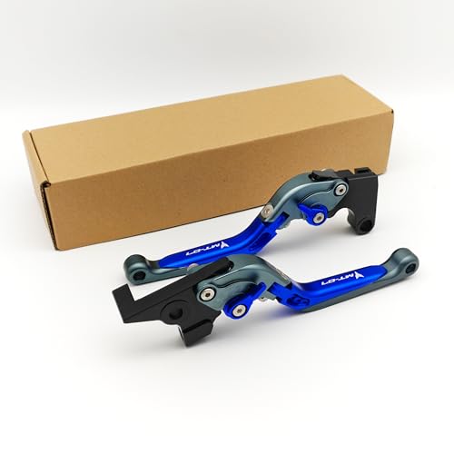 Replacement for Yamaha MT-07 FZ-07 MT 07 FZ07 MT07 FZ 07 2014-2023 Motorcycle CNC Adjustable Folding Extendable Brake Clutch Levers Handle (Grey Blue Grey `Blue)