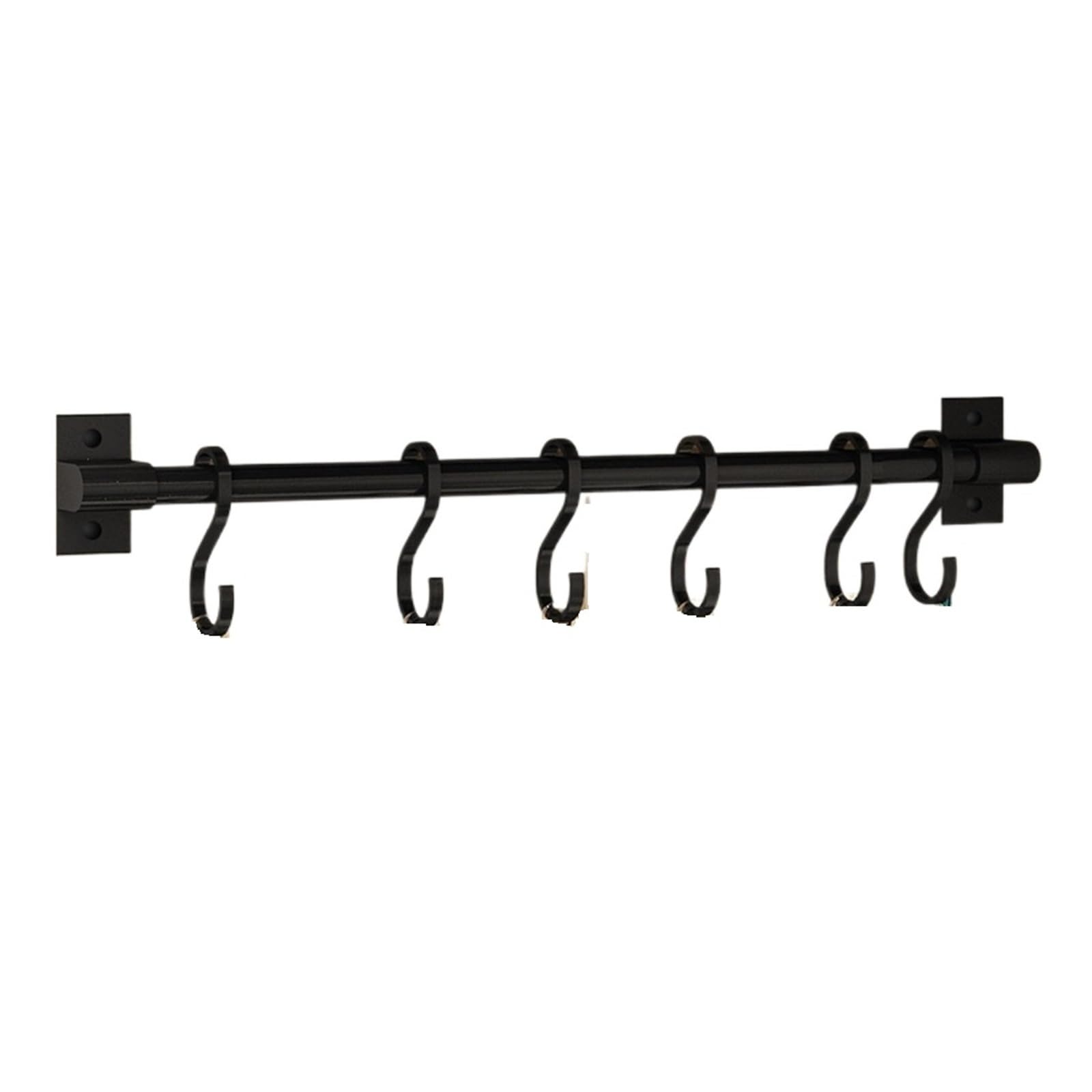 SparklWLeaf Wall-Mounted Kitchen Rails Wall Mounted Kitchen Hook Rack Hangers Rail Utensils(40CM Black)