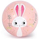 Kids Soccer Ball, Cute Cartoon Size 3 Soccer Ball Toy Gift for Kids, Children, Boys, Girls, Kindergarten (Pink Bunny, Size 3)