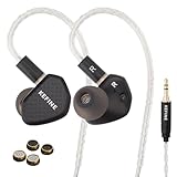 Kefine Klean In-Ear-Monitor, 10 mm DLC-Membran, dynamischer Treiber, HiFi-Kopfhörer, kabelgebundene Ohrhörer, Gaming-Ohrhörer, austauschbare Düsen, Hybrid-IEM, abnehmbares Kabel für Musiker (Schwarz