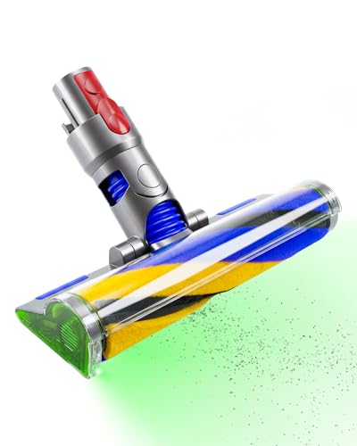 V15 Fluffy Optic Reinigungskopf für Dyson V15 V11 V10 V8 V7 Stauberkennung mit grünem Licht Weichwalzenaufsatz für Hart- und Holzböden