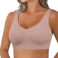 Cocila Reggiseno Trasparente Reggiseni Sportivo da Donna Senza Ferretto, Cuciture Reggiseno Sottile Estivo Ice Comfort Top Schiena Scoperta Tezenis Morbido di Base per Grandi Taglie Forti Rosa M