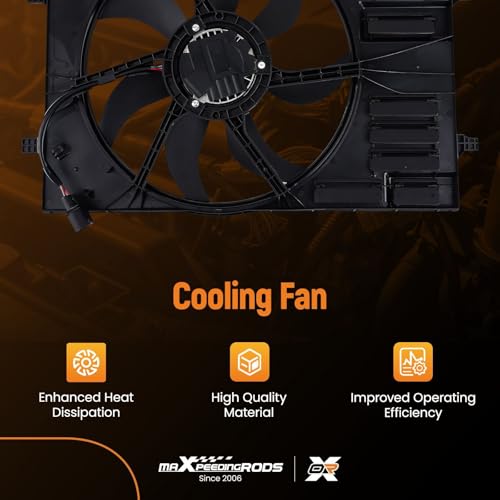 Image of maXpeedingrods Engine Radiator Cooling Fan Assembly for Audi A3 2015-2020, for Volkswagen e-Golf /Golf 2015-2019 SportWagen 2015-2018, for Volkswagen Jetta 2019, for Audi S3 Volkswagen GTI 5Q0121203CL