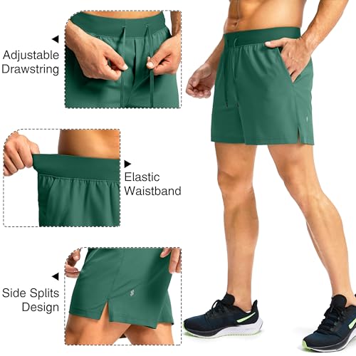 Image of Soothfeel Men's Running Shorts with Zipper Pockets 9 inch / 7 inch / 5 inch Quick Dry Eight Basketball Gym Workout Athletic Shorts