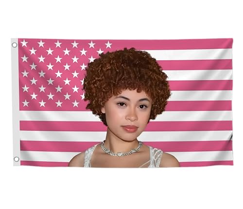 3x5 Ft Ice Rapper Spice Polyester Flag with 2 Grommets - Pink Icespice Poster Single Sided Flag Tapestry for Bedroom or Living Room Vivid Color and Fade Proof Decor - Indoor Original Design Cute Print