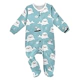 Emelivor Seal Seaweeds Blue Baby Newborn One-Piece Pajamas Infant Footed Pjs with Zipper for Boys Girls Kids