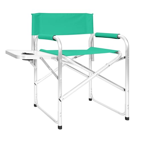 IlGruppone Sedia Sgabello Regista Poltrona Pieghevole in Alluminio Lavabile Leggera Lavabile con Tavolino Porta Bibite Incluso Campeggio Mare Spiaggia - Petrolio