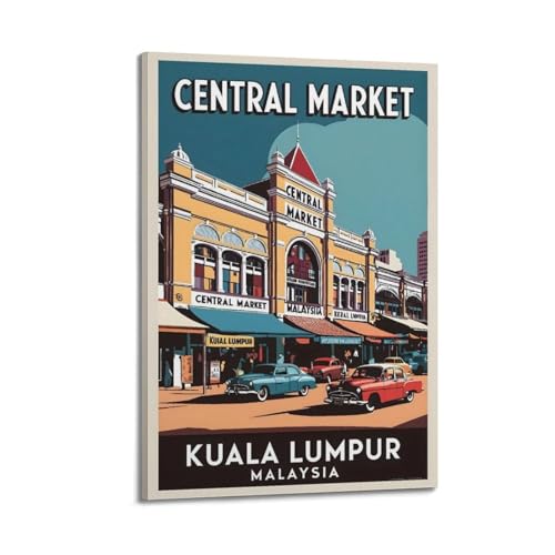 Poster paysage Kuala Lumpur Malaysia art mural moderne - Tableau toile Central Market Street 40x60