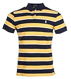 Ralph Lauren Polo de manga corta para hombre, diseño de rayas. azul marino y amarillo M